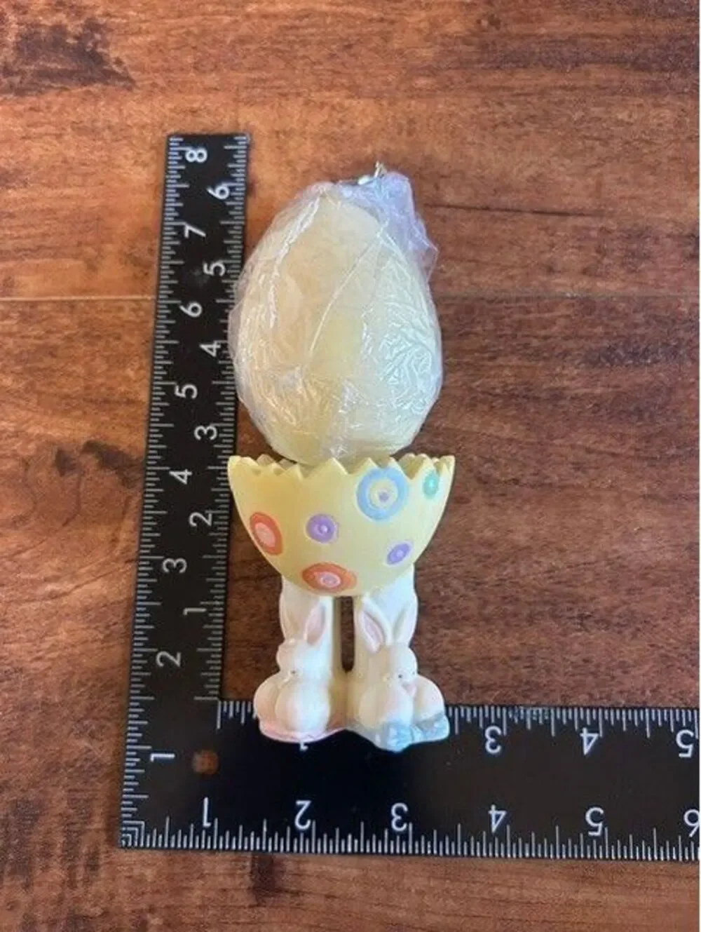 Vintage Ceramic Egg Cup with Bunny Legs and Candle
